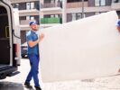 Mattress Delivery Truck. Movers Transporting